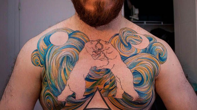 bears-fight-chest-tattoo-for-men